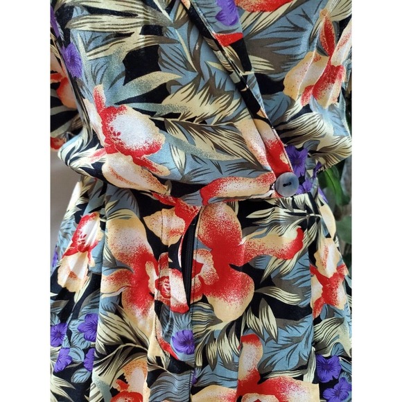 Vintage Ellen Ashley Tropical Floral Rayon Short Sleeve Retro Romper Size 4 - Picture 4 of 11